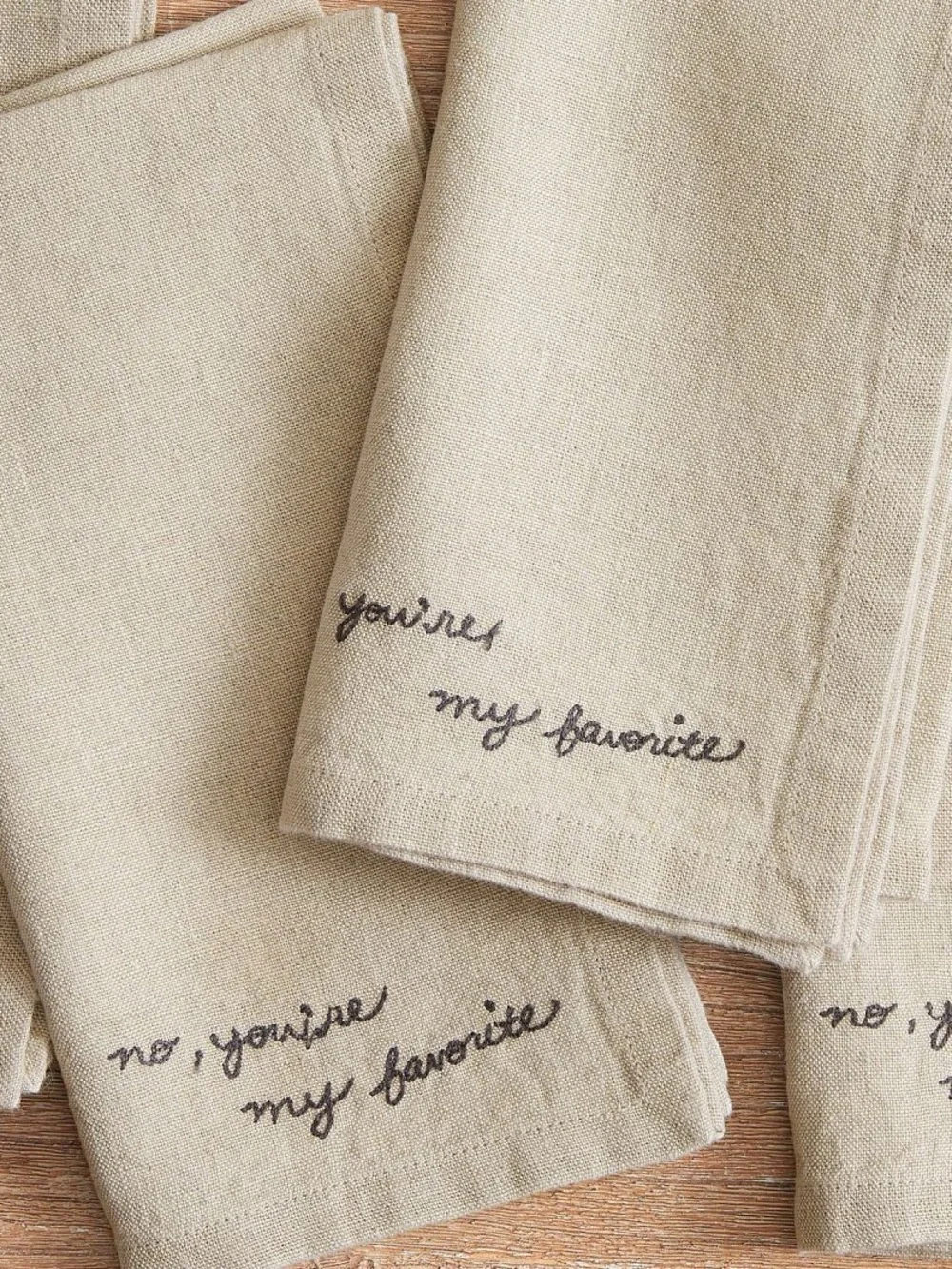 Pottery Barn My Favorite Embroidered Linen Napkins - Set of 4 - NWT